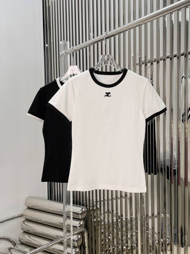 新款 最新cou 24New 水龙头标识短袖t恤 颜色 黑 白 尺码:Sml